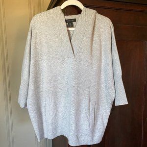 Tahari Gray Hooded Sweater, L